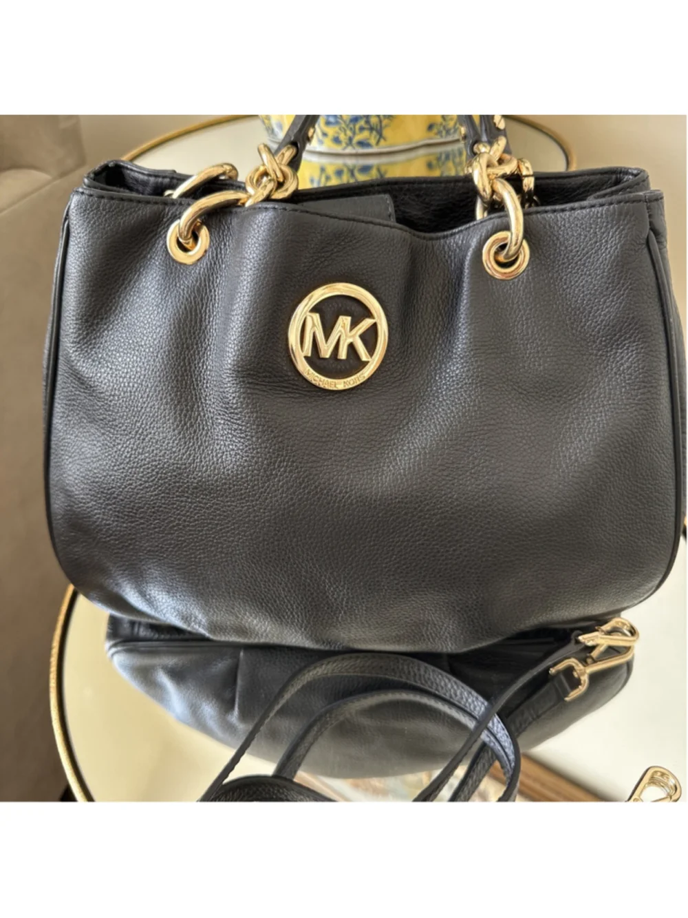 Michael Kors Fulton Black Pebbled Leather Tote Hobo Shoulder Bag Crossbody Nwot